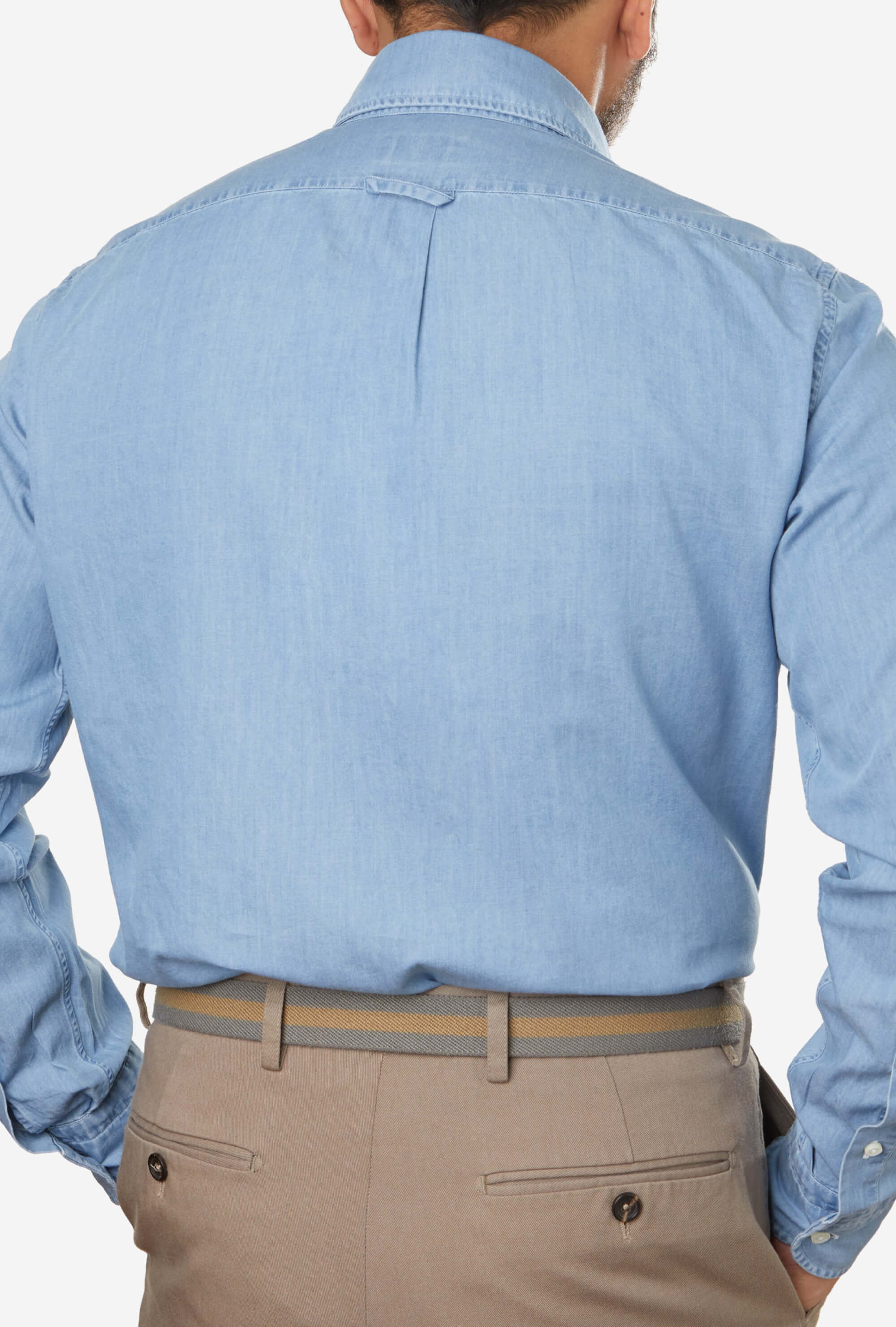 Button Down Sport Shirt Light Wash Denim - Image 4