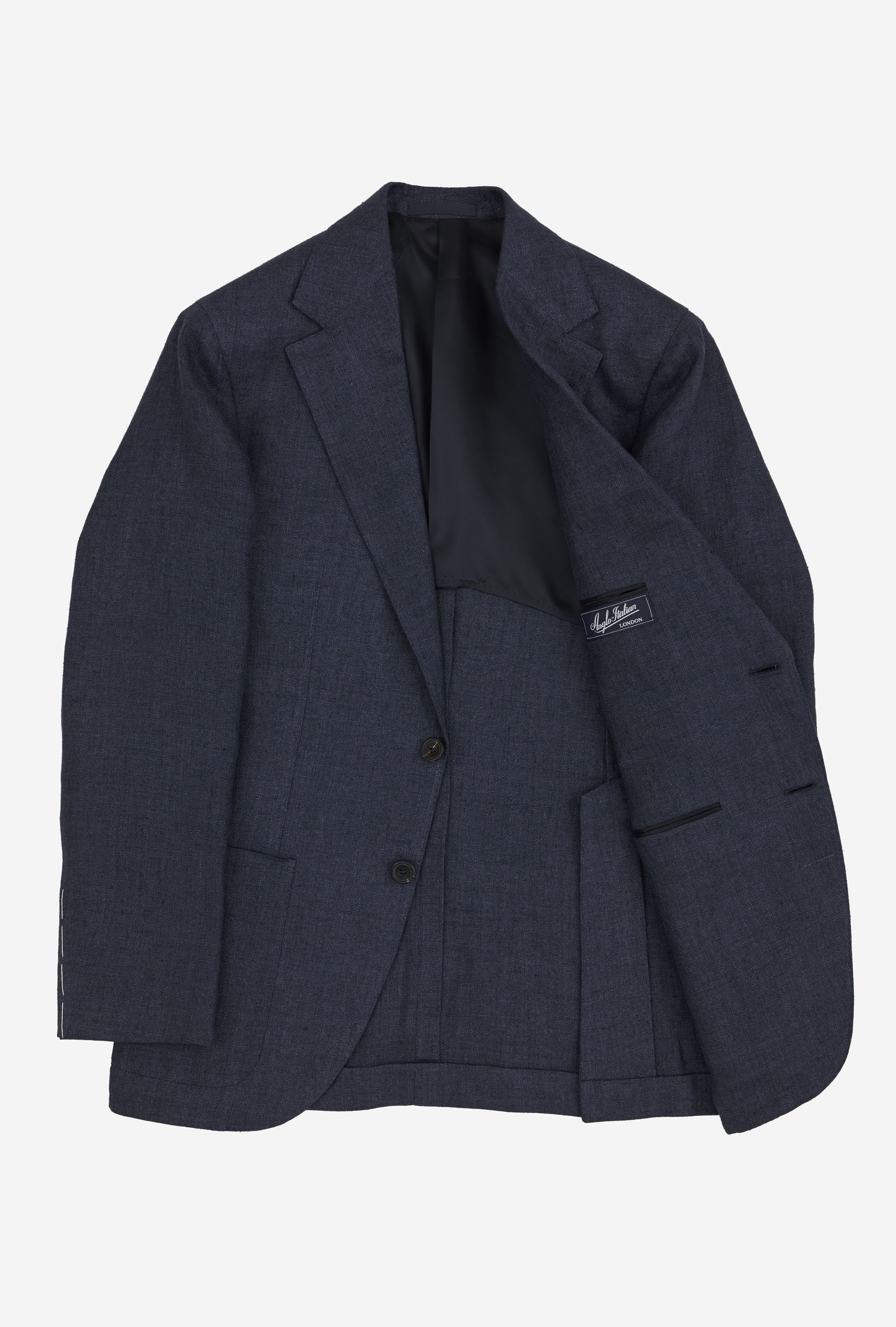 Sport Jacket Silk-Linen Navy Herringbone - Image 5