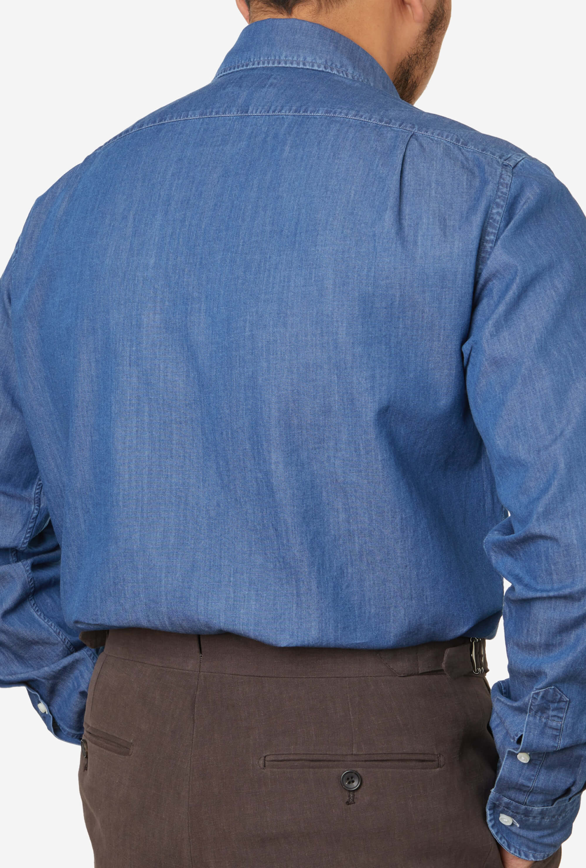 Spread Collar Shirt Mid Wash Denim - Image 4